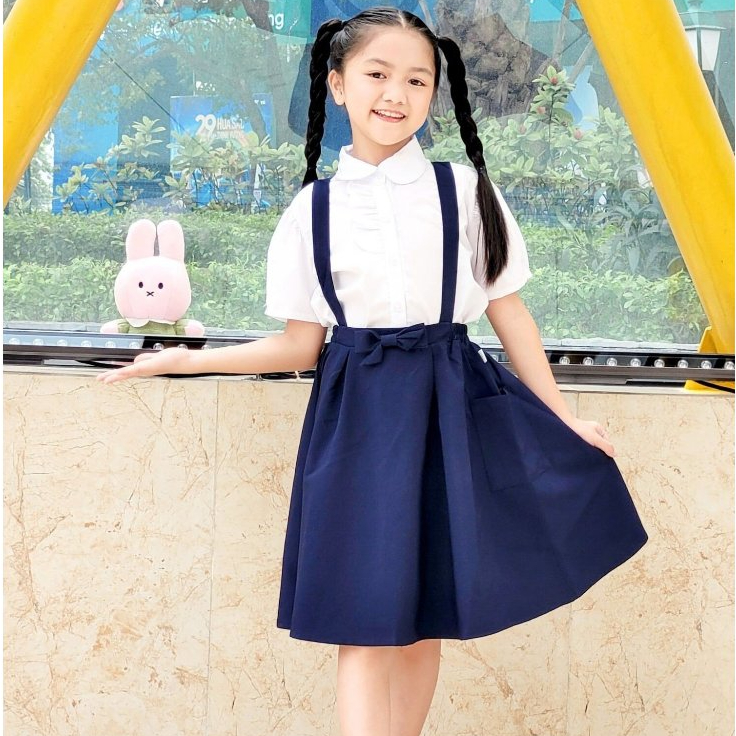 Chân váy học sinh bé gái Jadiny xếp li form xòe, váy đồng phục đẹp có quần trong size 16–60kg Jadiny