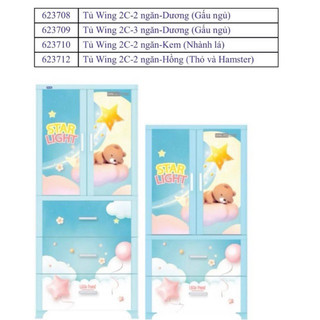 💝GIÁ GỐC💝 TỦ WING 2C-3N (2 cánh mở + 3 ngăn kéo) - Nhựa DUY TÂN cao cấp (CHƯA LẮP RÁP)