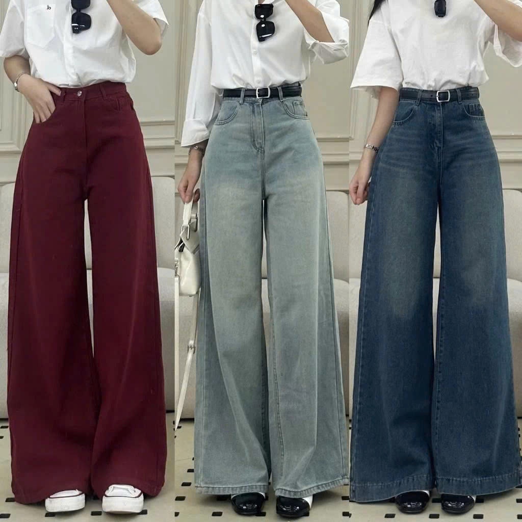 Quần Jean Denim Suông Ống Rộng Màu Đen Basic 247store Dễ Mặc, Dễ Mix Ống 33cm | BigBuy360 - bigbuy360.vn