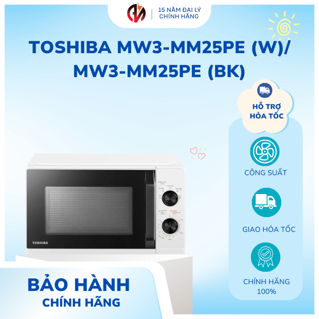 Lò vi sóng Toshiba MW3-MM25PE (W)/ Toshiba MW3-MM25PE (BK) chính hãng, mới 100%