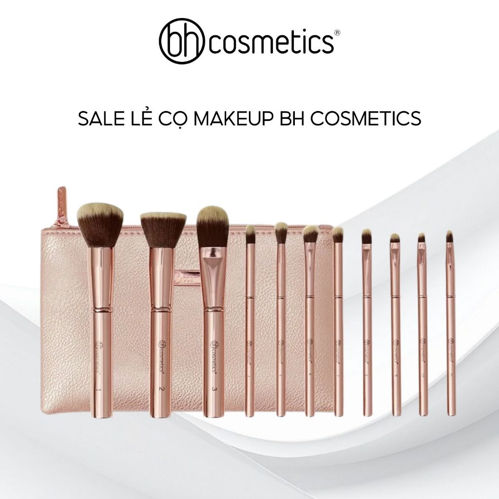 Cọ trang điểm kích thước 10*2 cm chất liệu thân bằng nhựa và sợi nylon và sợi tơ nhân tạo hiệu Bh Cosmetics