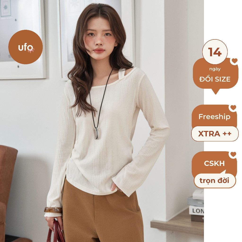 Áo thun tăm lệch vai rút dây Peanut Pullover - by u.found