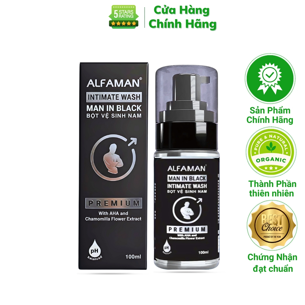 Bọt Vệ Sinh Nam Giới Alfaman 100ml Chính Hãng Hương Nước Hoa Khử Mùi Thơm Giảm Ngứa Vùng Kín Sạch Dị