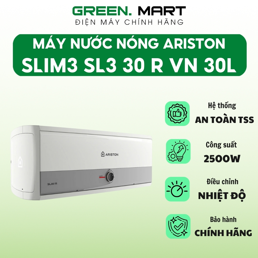 Máy nước nóng gián tiếp Ariston SLIM3 30 R VN | Bình nóng lạnh Ariston SLIM3 dung tích 30 lít