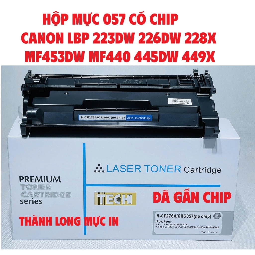 Hộp mực 057 Có Chip Canon LBP 223dw 226dw 228x MF453dw MF440 MF445dw MF449x Loại tốt có hộp