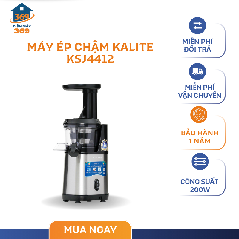 Máy Ép Chậm Kalite KSJ4412 – Bảng Điều Khiển Nút Nhấn – Chân Đế Chống Trượt – SMC