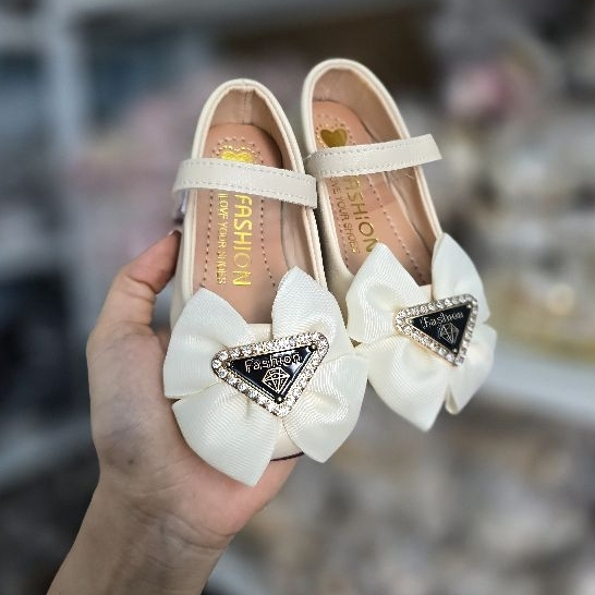 Giày búp bê đế dẻo da mềm nơ xòe P.ra.da tiểu thư