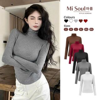  Áo Cổ Lọ Giữ Nhiệt Nữ Lót Lông Dài Tay BigSize MiSoul Áo Lót Lông Cổ Cao Giữ Nhiệt Trơn Dài Tay  362 