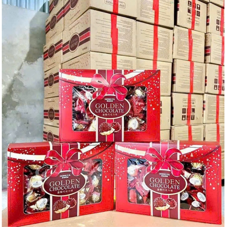 Hộp Sô cô la Hongya Golden Chocolate Cao Cấp, Dòng Socola Hạt Phỉ Ferrero Rocher 208g hàng hot
