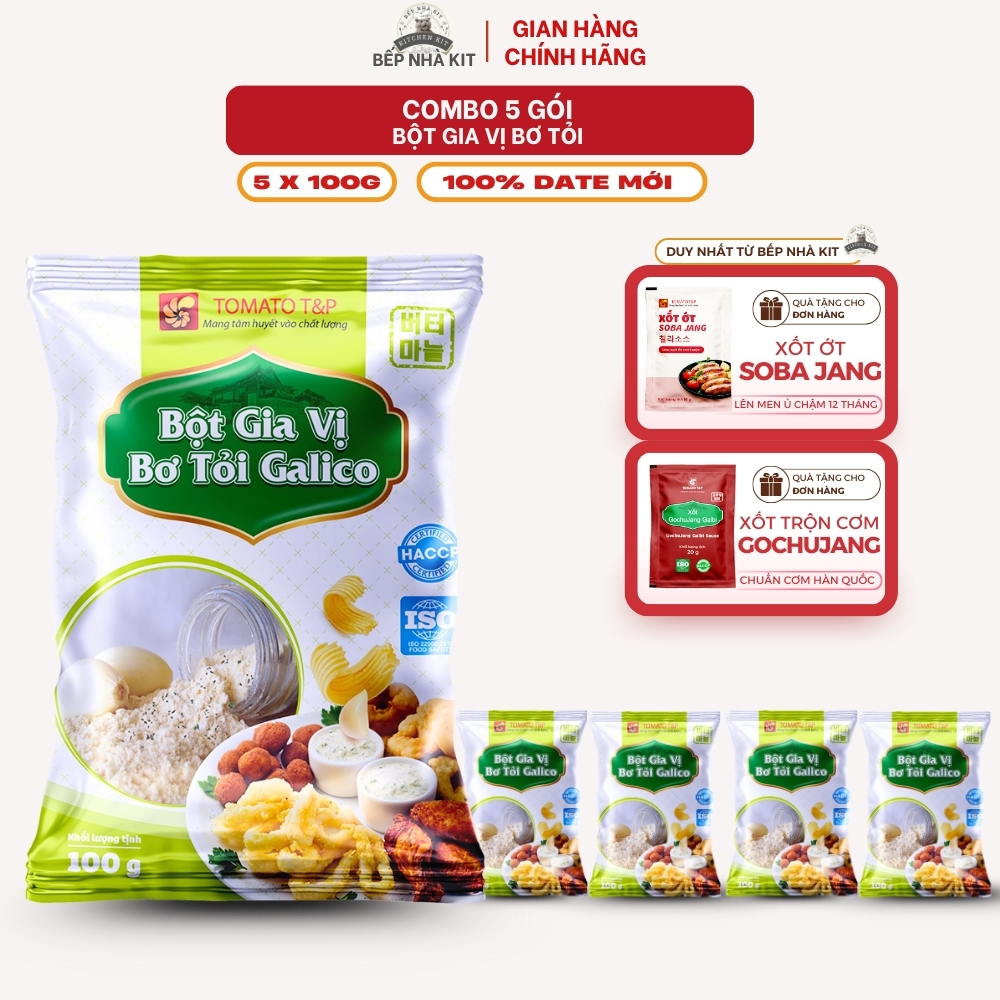 Combo 5 Gói 100g Bột Bơ Tỏi Tomato T&P Lắc Khoai Tây Chiên, Làm Sốt Bơ Tỏi, Bánh Mì Bơ Tỏi