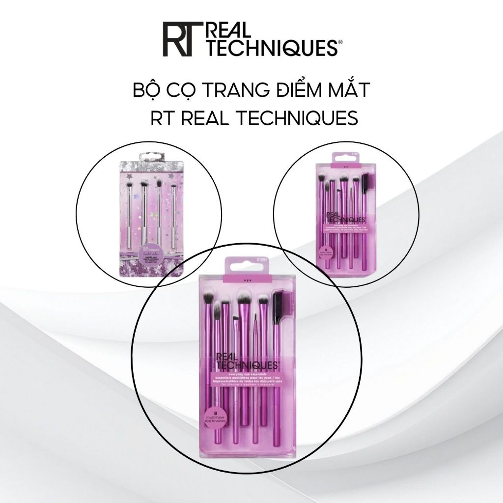 Bộ Cọ Trang Điểm Mắt RT REAL TECHNIQUES Bộ 5 cây, 8 cây, Metalic
