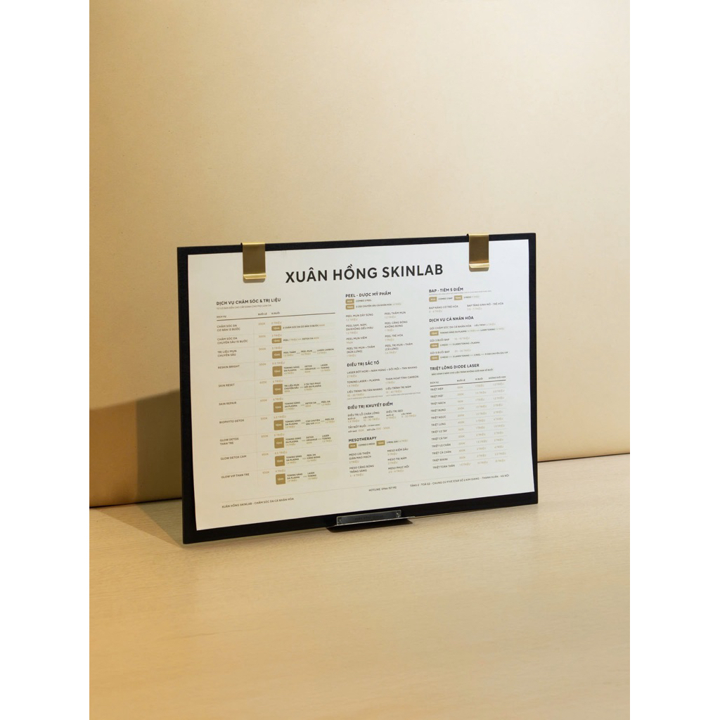 Menu Mica đen A4 + Kẹp Inox