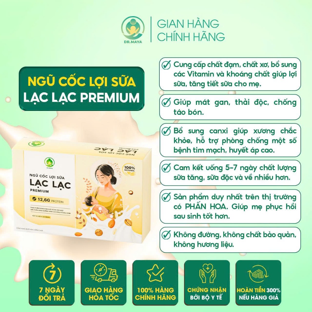 Ngũ Cốc Lợi Sữa Lạc Lạc Premium Hương Vị Thơm Ngon Cung Cấp Dinh Dưỡng, Cải Thiện Chất Lượng Sữa Mẹ