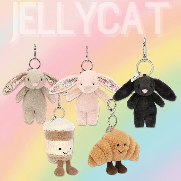 Jellycat móc khóa thỏ Quà tặng an toàn và mềm mại Jellycat chính hãng - Có kèm túi vải màu xanh