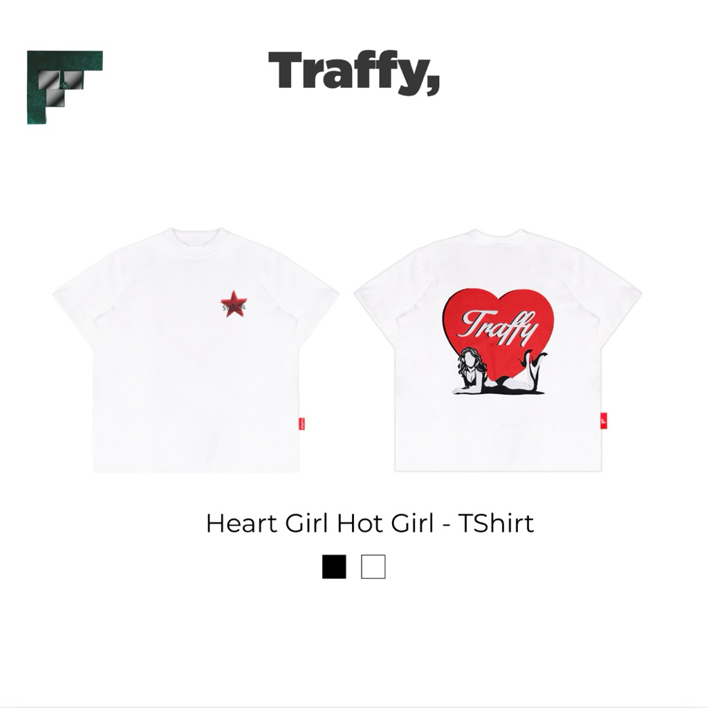 Áo Thun Tay Ngắn TRAFFY "HEART GIRL-HOT GIRL" In Trái Tim Cô Gái Form Regular Cotton 2 Chiều Unisex | BigBuy360 - bigbuy360.vn