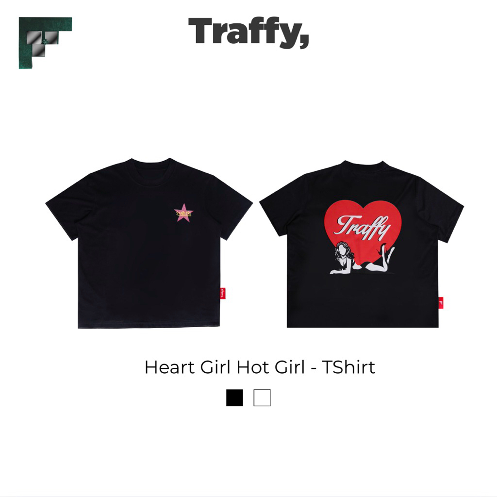 Áo Thun Tay Ngắn TRAFFY "HEART GIRL-HOT GIRL" In Trái Tim Cô Gái Form Regular Cotton 2 Chiều Unisex | BigBuy360 - bigbuy360.vn