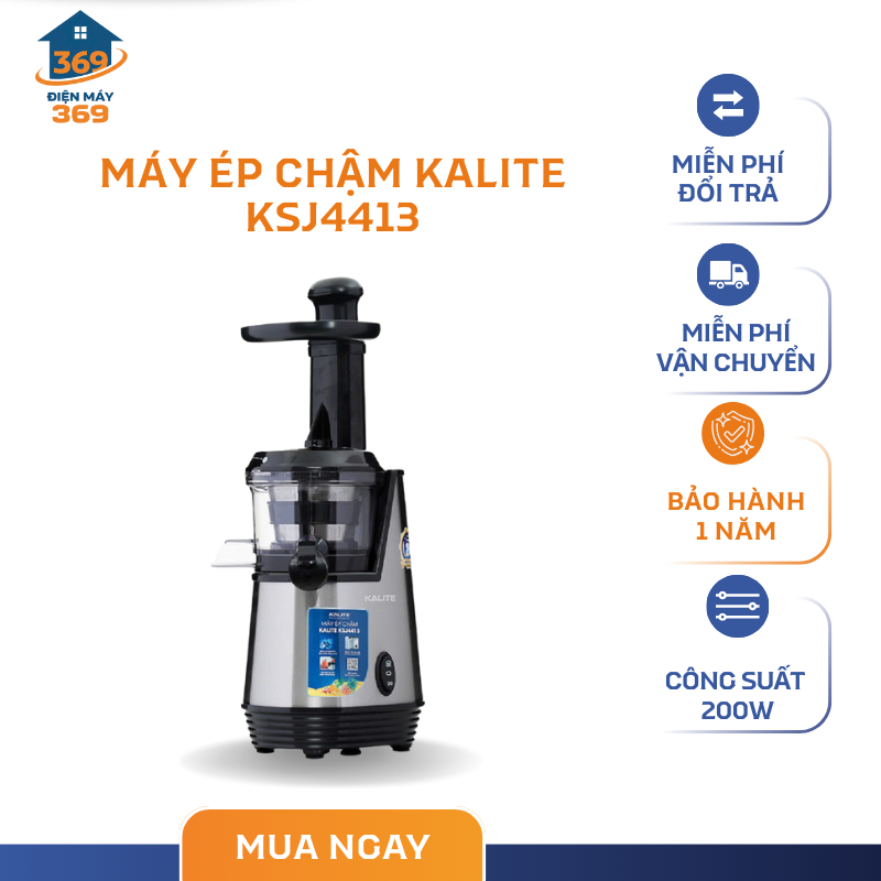 Máy Ép Chậm Kalite KSJ4413 – Công Suất 200W – Chất Liệu Inox 304, Nhựa Cao Cấp – SMC