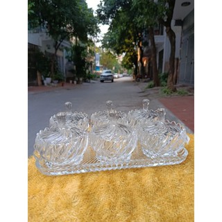 Bộ khay hũ mứt tết thủy tinh sang trọng .