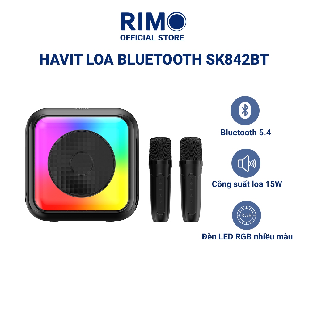 Loa Karaoke di động mini Havit SK842BT công suất loa 15W, hiệu ứng Led RGB, Bluetooth 5.4