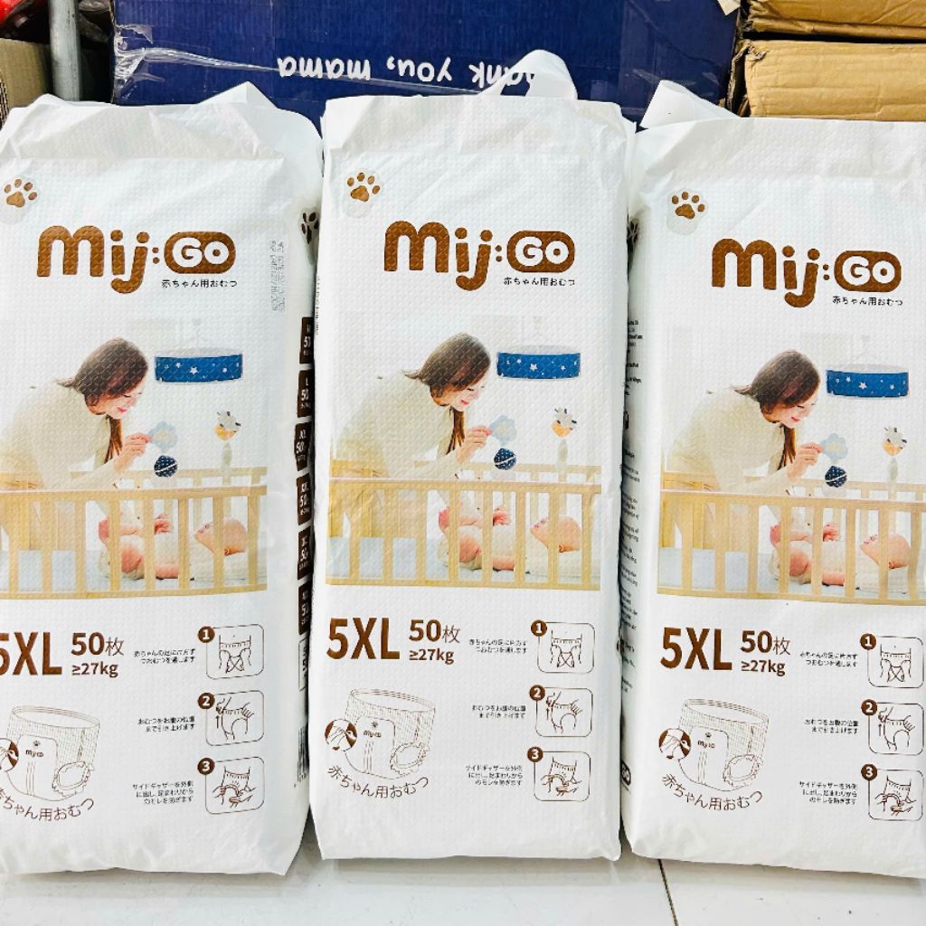 Bỉm Tã Quần Mijuku Mijgo Đủ Size, Bịch 50 Miếng, Thấm Hút Khô Thoáng