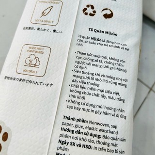 Bỉm Tã Quần Mijuku Mijgo Đủ Size, Bịch 50 Miếng, Thấm Hút Khô Thoáng