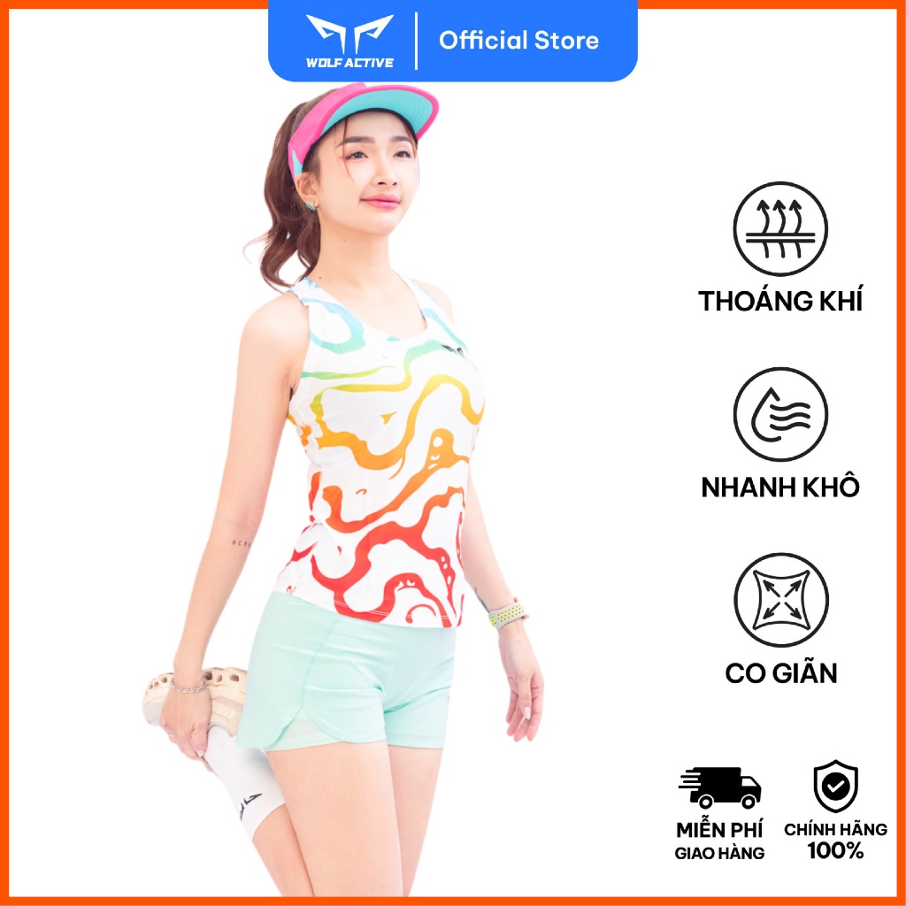 Áo Singlet Chạy Bộ Nữ Wolf Active Mạch Ngầm 109, Áo Ba Lỗ Chạy Bộ Thoáng Khí, Nhanh Khô