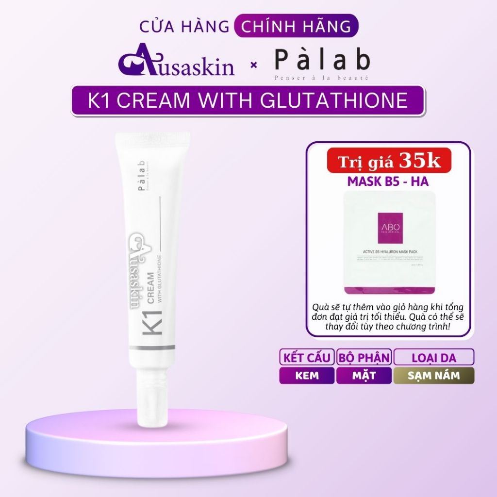 Kem PALAB K1 CREAM With Glutathione 40ml Phục Hồi Da Tổn Thương Sau Xâm Lấn, Dưỡng Trắng Da