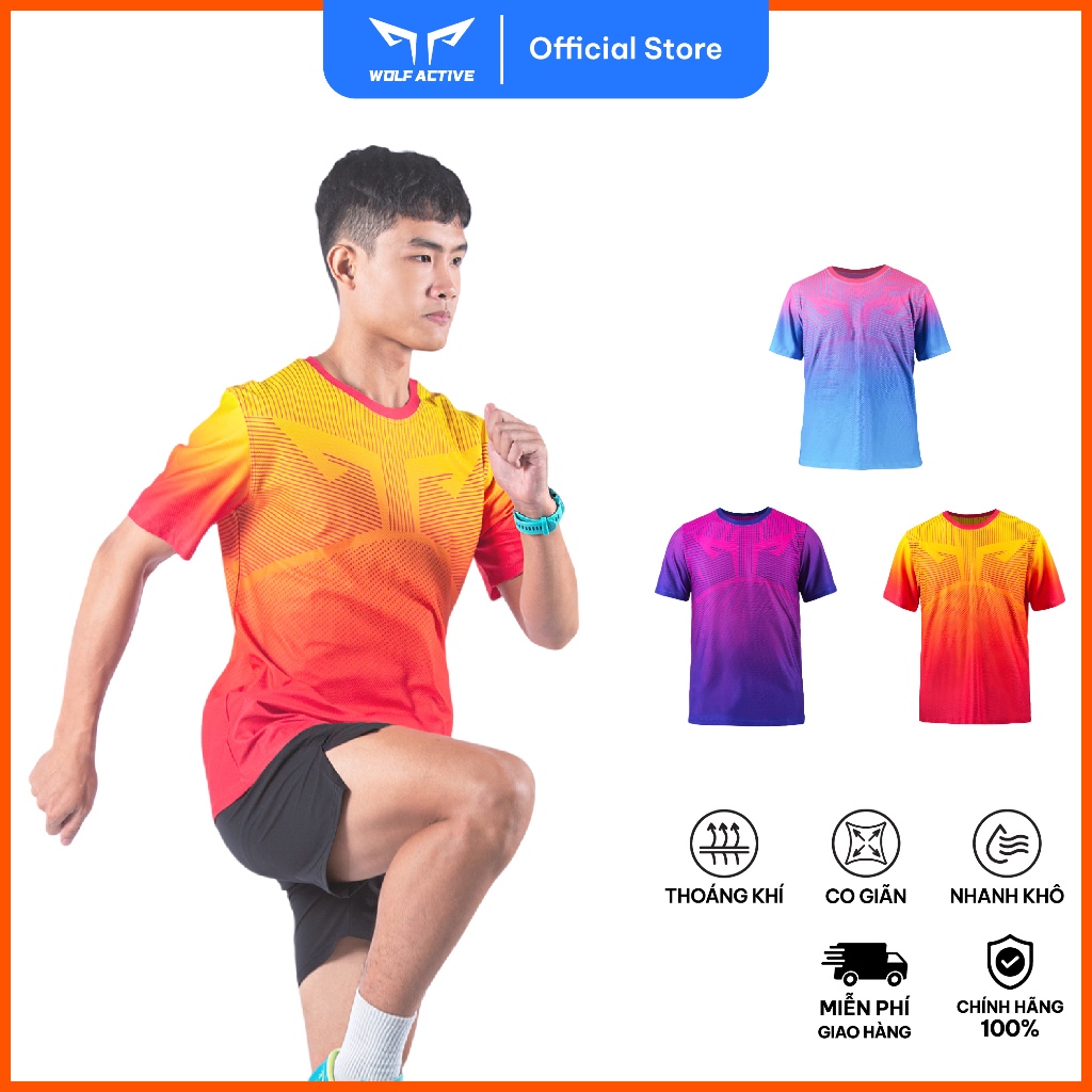 Áo Thun Chạy Bộ Nam Wolf Active Run Original 33,Chất Vải Wolf Active Cao Cấp Siêu Nhẹ, Nhanh Khô