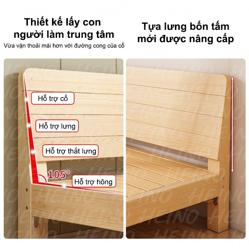 Giường ngủ gỗ thông tự nhiên bền đẹp nhiều kích thước Giường ngủ gỗ cn MDF Phong Cách Hiện Đại-180cm | BigBuy360 - bigbuy360.vn