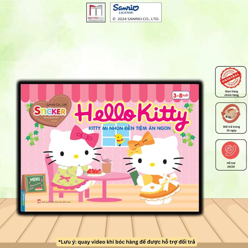 Sách dán hình Hello Kitty – Kitty mi nhon đến tiệm ăn ngon (3–8 tuổi)