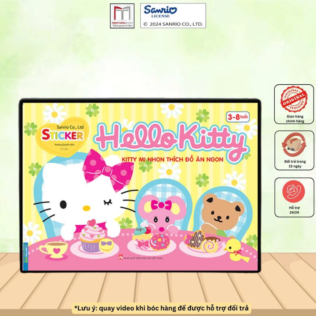 Sách dán hình Hello Kitty – Kitty mi nhon thích đồ ăn ngon (3–8 tuổi)