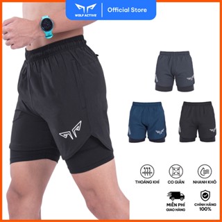  Quần 2 Lớp Thể Thao Chạy Bộ Nam Wolf Active Max Speed W195 Nhanh Khô Nhẹ Nhiều Túi 