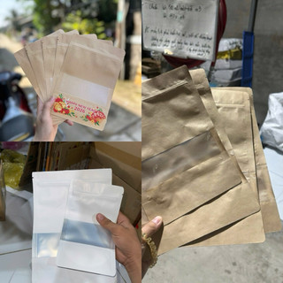  {1kg  size} - Túi zip GIẤY Kraft Nâu Vàng ZIP CỬA SỔ TRẮNG” đáy đứng có CÁN MÀNG - CHỐNG THẤM NƯỚC loại 2 siêu rẻ  