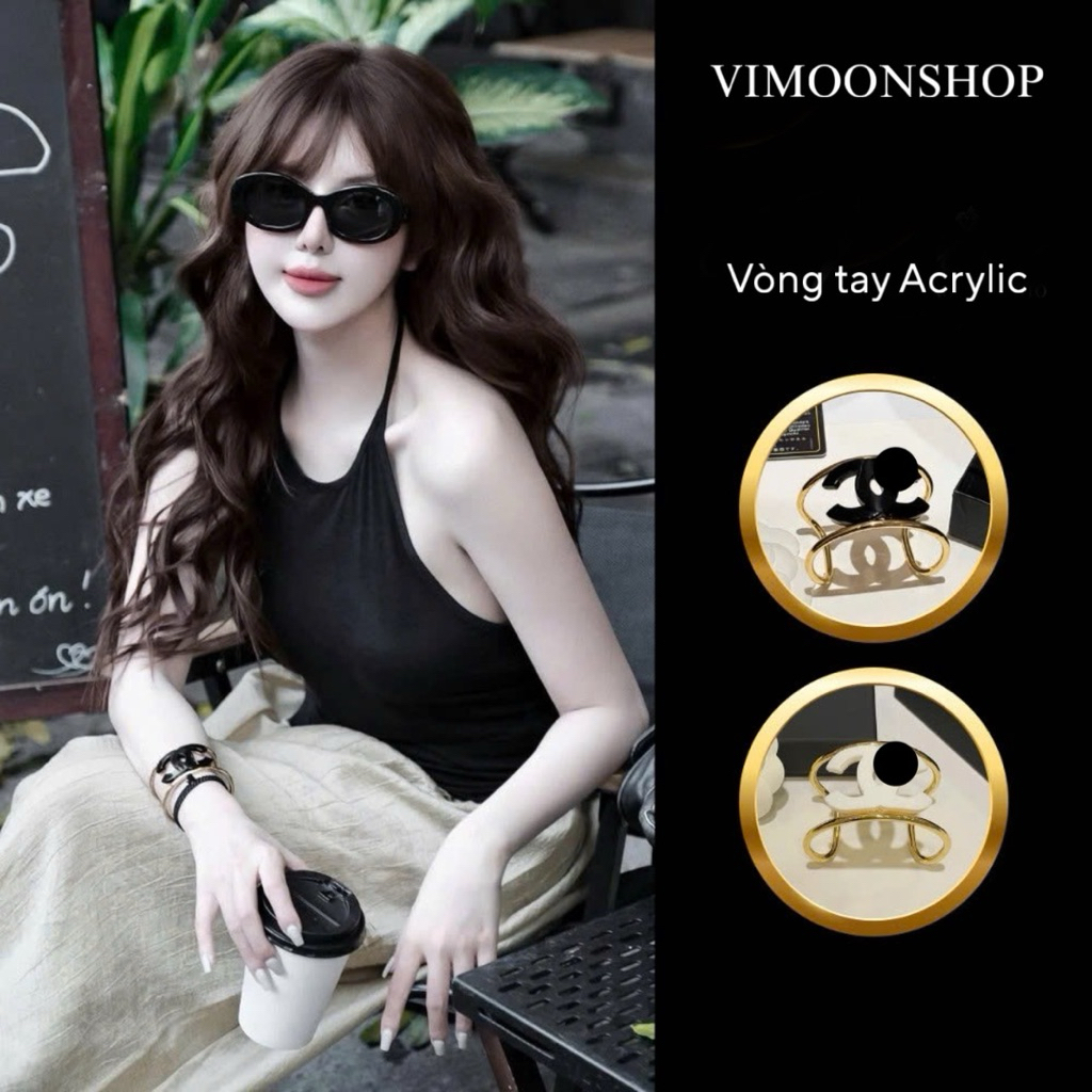 VÒNG TAY HỢP KIM ACRYLIC PHONG CÁCH CÁ TÍNH ( sẵn 2 màu đen -trắng)