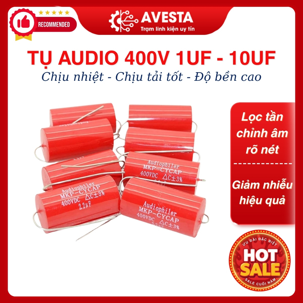Tụ Audio, Audiophiler màu đỏ 400V 1uF - 10uF chất lượng tốt Avesta