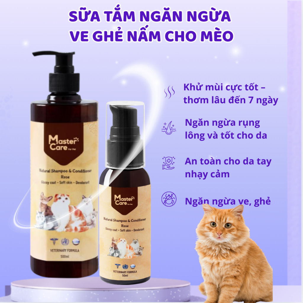 Sữa Tắm Cho Mèo MASTERCARE Khử Mùi Hôi Ngăn Ngừa Rụng Lông Và Giảm Tình Trạng Ve Ghẻ