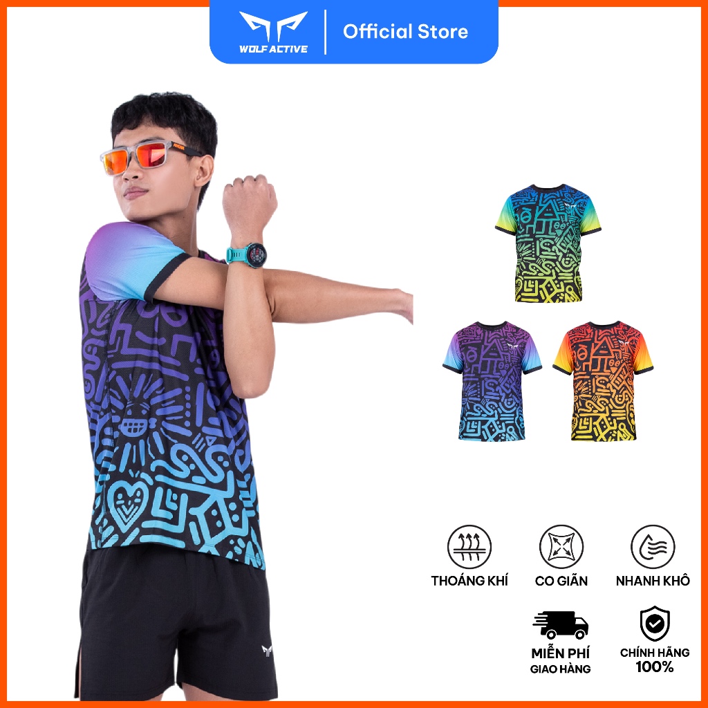 Áo Chạy Bộ Nam Wolf Active Vui Vẻ 1 34, Chất Vải Wolf Active Cao Cấp Siêu Nhẹ, Nhanh Khô
