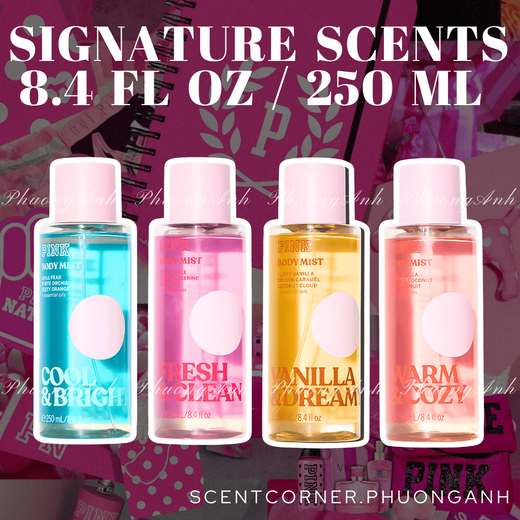 Cool & Bright | Warm & Cozy | Fresh & Clean | Vanilla Dreamy - Body Mist Victoria Secret PINK 250ml