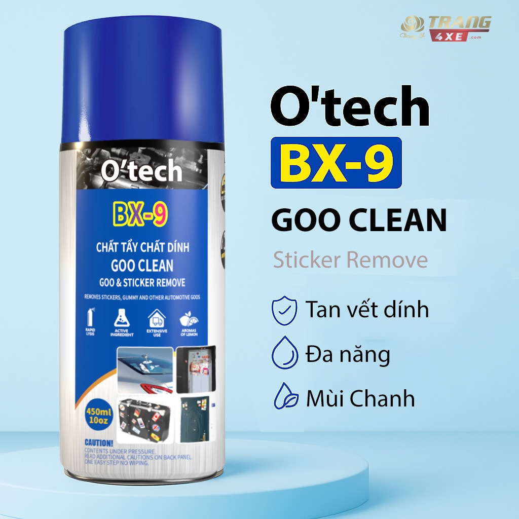 BX-9 làm tan vết dính, nhựa đường, nhãn dán an toàn bề mặt sơn (450 ml) O'tech BX9