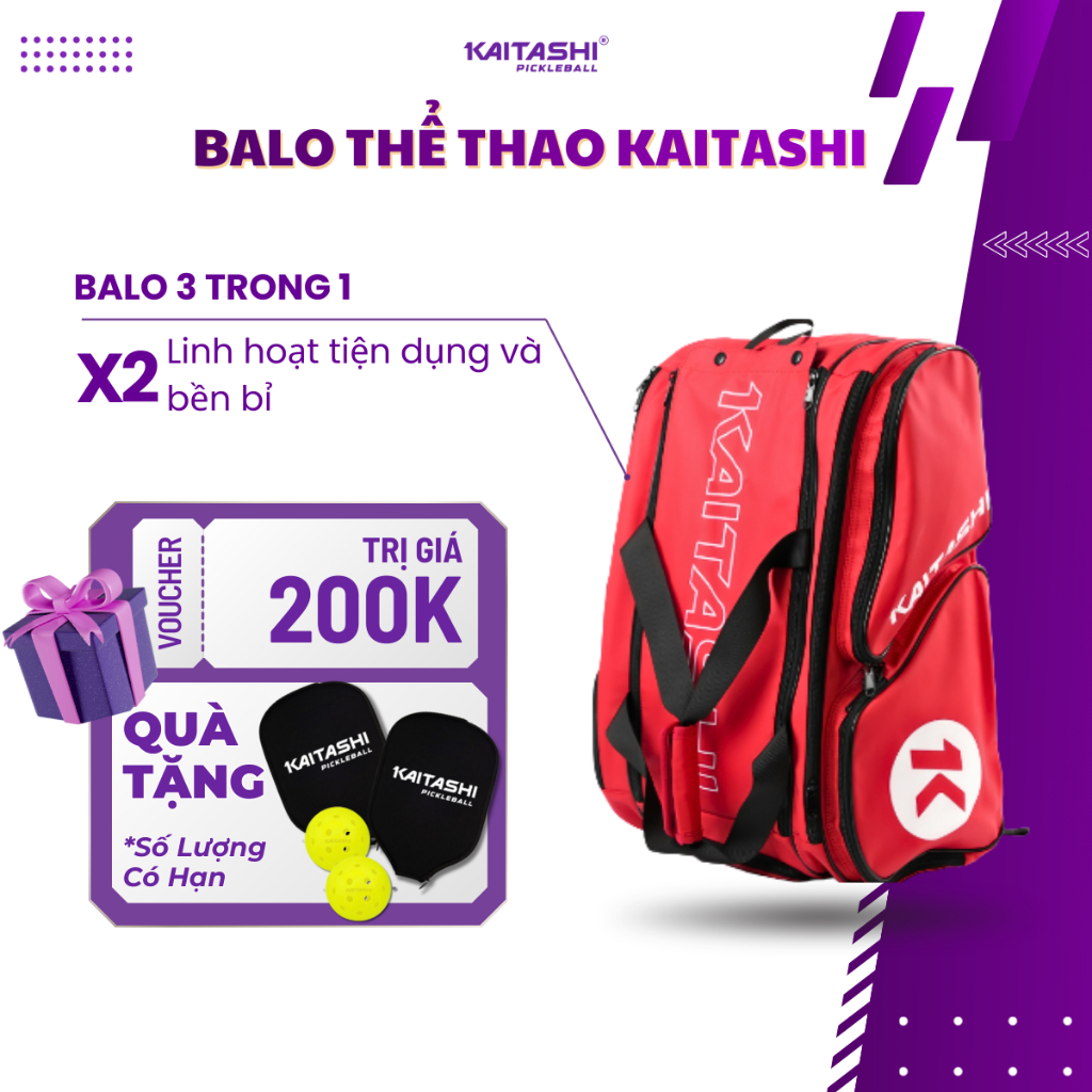 Balo đựng vợt pickleball Kaitashi – Túi thể thao đa năng – Chống nước – Bên bỉ, Tiện Dụng