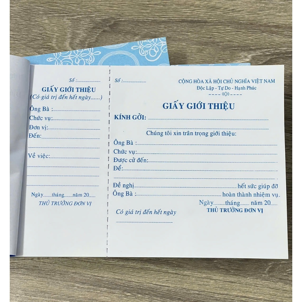 (Set 5c) Giấy Giới Thiệu 13x19cm 1 Liên