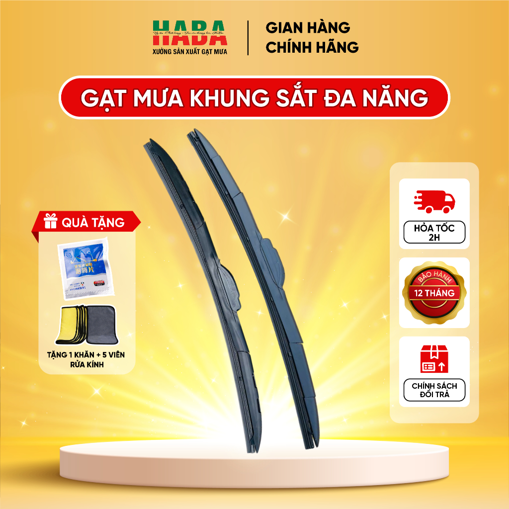 Gạt Mưa Ô Tô Đa Năng, Lưỡi Cao Su Non, Êm Ái | Gạt Mưa Cao Cấp HaBa [Bảo hành 3 tháng]