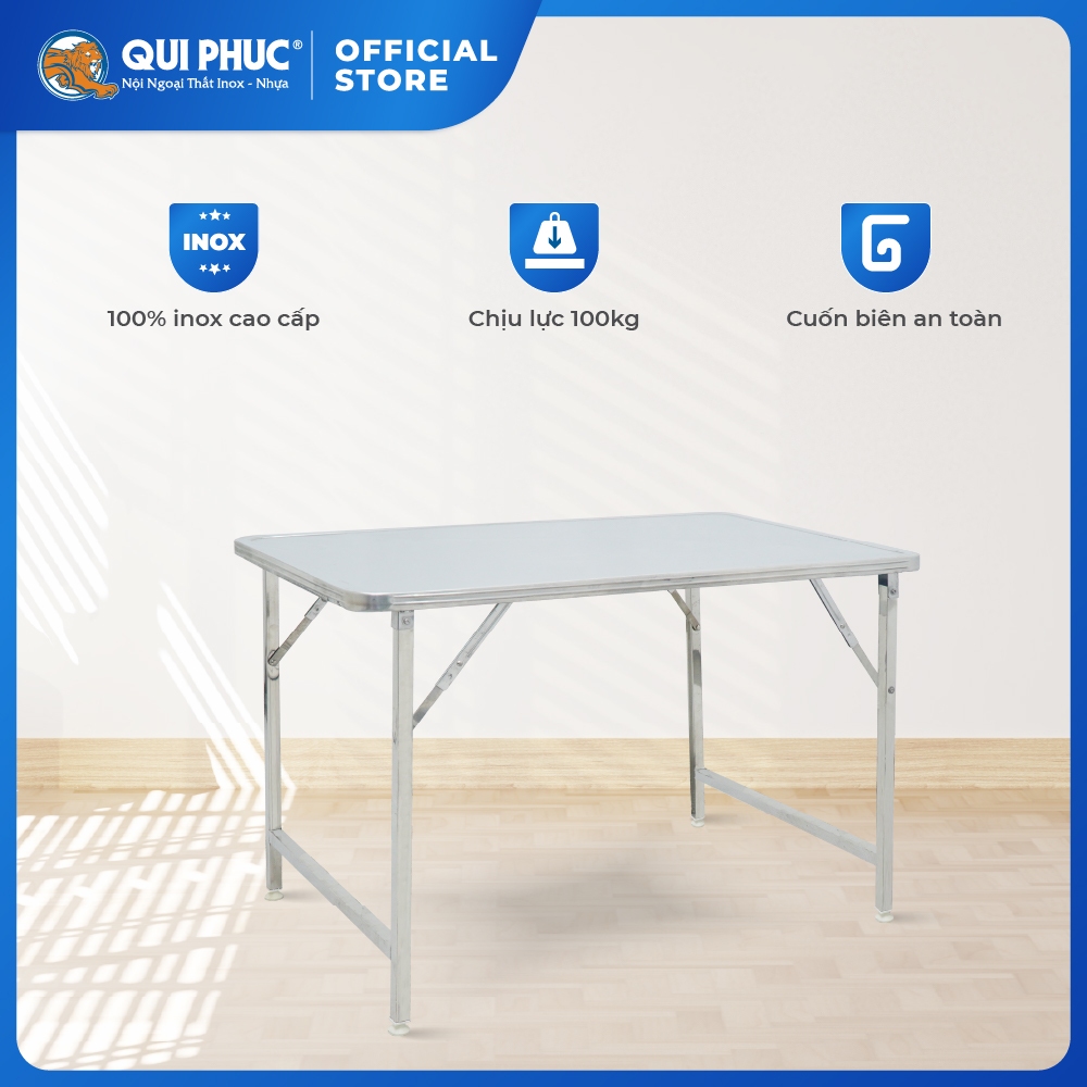 Bàn inox gấp gọn Felix Inno QUI PHÚC, inox 201 cao cấp, chống gỉ, bàn cao 75cm, đa dạng kích thước