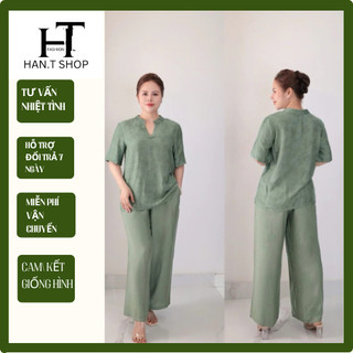  Ms69 Đồ bộ trung niên Sét đồ kiểu cho các mẹ,quần lửng suông chất tơ nhật thoáng mát HAN.T SHOP 