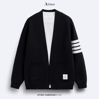  Áo Cardigan ATINO Kẻ Ngang Tay Chất Liệu Len Merino Cao Cấp Không Xù 2.5201 