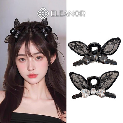 Kẹp tóc nữ càng cua Eleanor Accessories hình đôi cánh đính đá trái tim phụ kiện tóc 11031