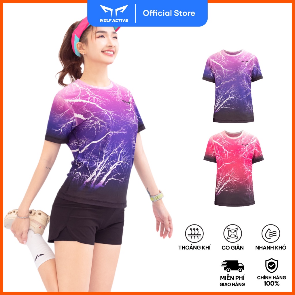 Áo Thun Chạy Bộ Nữ Wolf Active Winter Light 141, Chất Vải Wolf Active Nhẹ, Nhanh Khô, Tôn Dáng