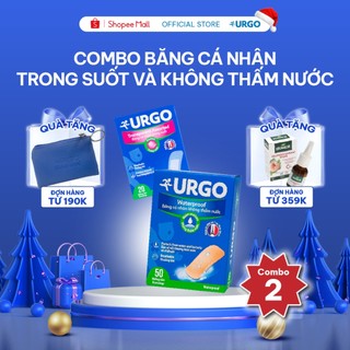  Combo băng cá nhân không thấm nước Urgo Waterproof 50 Miếng  và Băng trong suốt Urgo nhiều kích cỡ thoáng khí 20 Miếng 