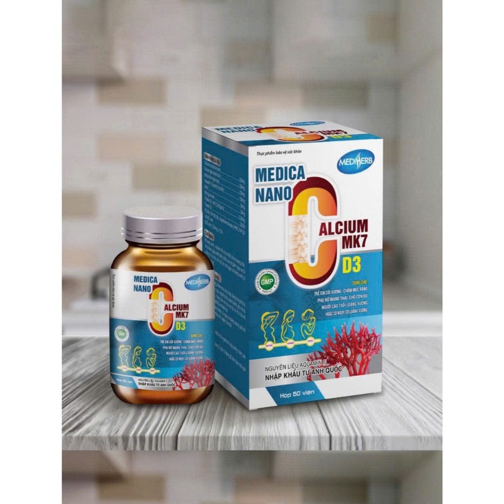Canxi hữu cơ Medica Nano - Calcium D3 MK7 Hộp 30 viên