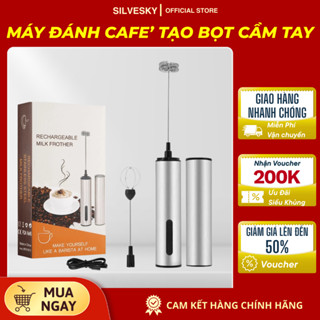 Máy Đánh Bọt Sữa KIMAX - 3 Tốc Độ, 13000 Vòng/ Phút, 3 Đầu Đa Năng, Sạc USB Chính Hãng, Inox 304 Pha Cafe Chuyên Nghiệp